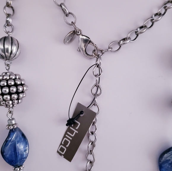 NWT Chicos Multi Media Silver Tone Beaded Charm Necklace - Picture 4 of 6